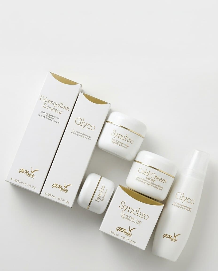 GERnétic Synchro, Glyco, Cold Cream and Démaquillant Douceur with their boxes